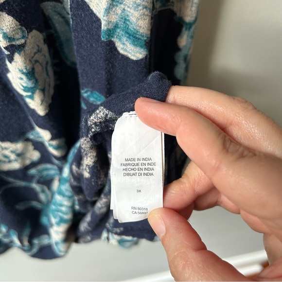 Lucky Brand viscose linen floral t-shirt - Picture 5 of 7